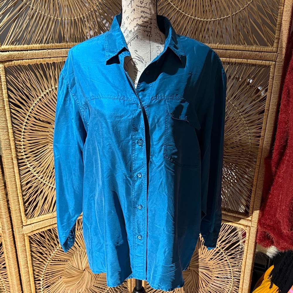 The Limited Teal Silk Blouse